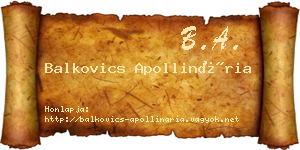Balkovics Apollinária névjegykártya